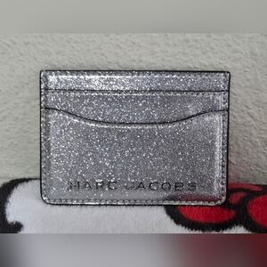 Marc Jacobs Glitter Metallic Card Slot Wallet in Silver